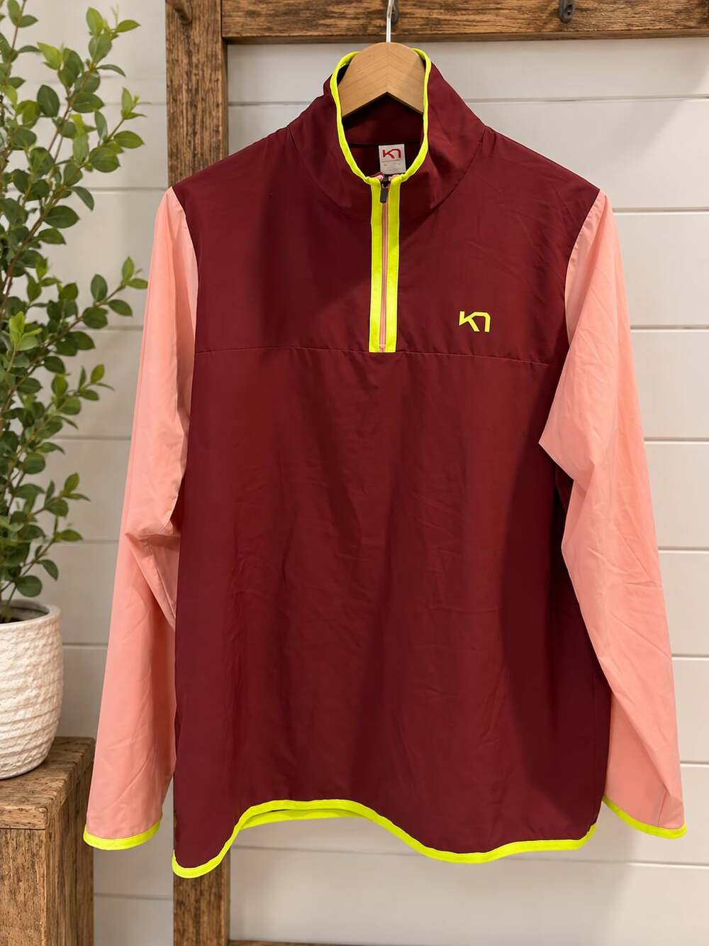 Kari Traa 1/2 Zip Pullover Size L Burgundy Pink Windbreaker Hiking